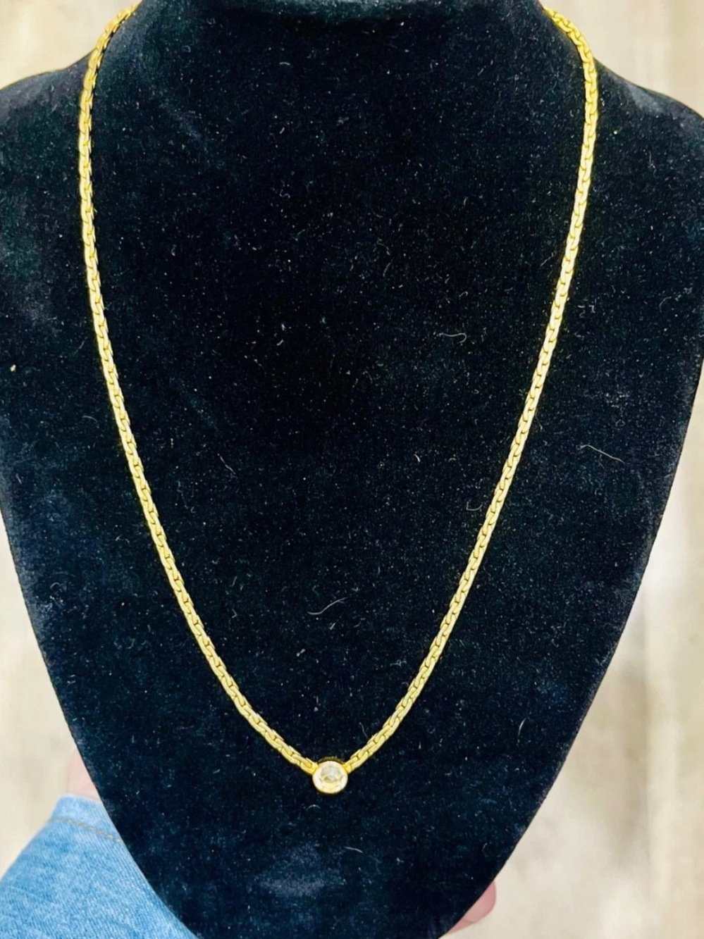 Vintage Goldette Mid Century Solitaire Necklace